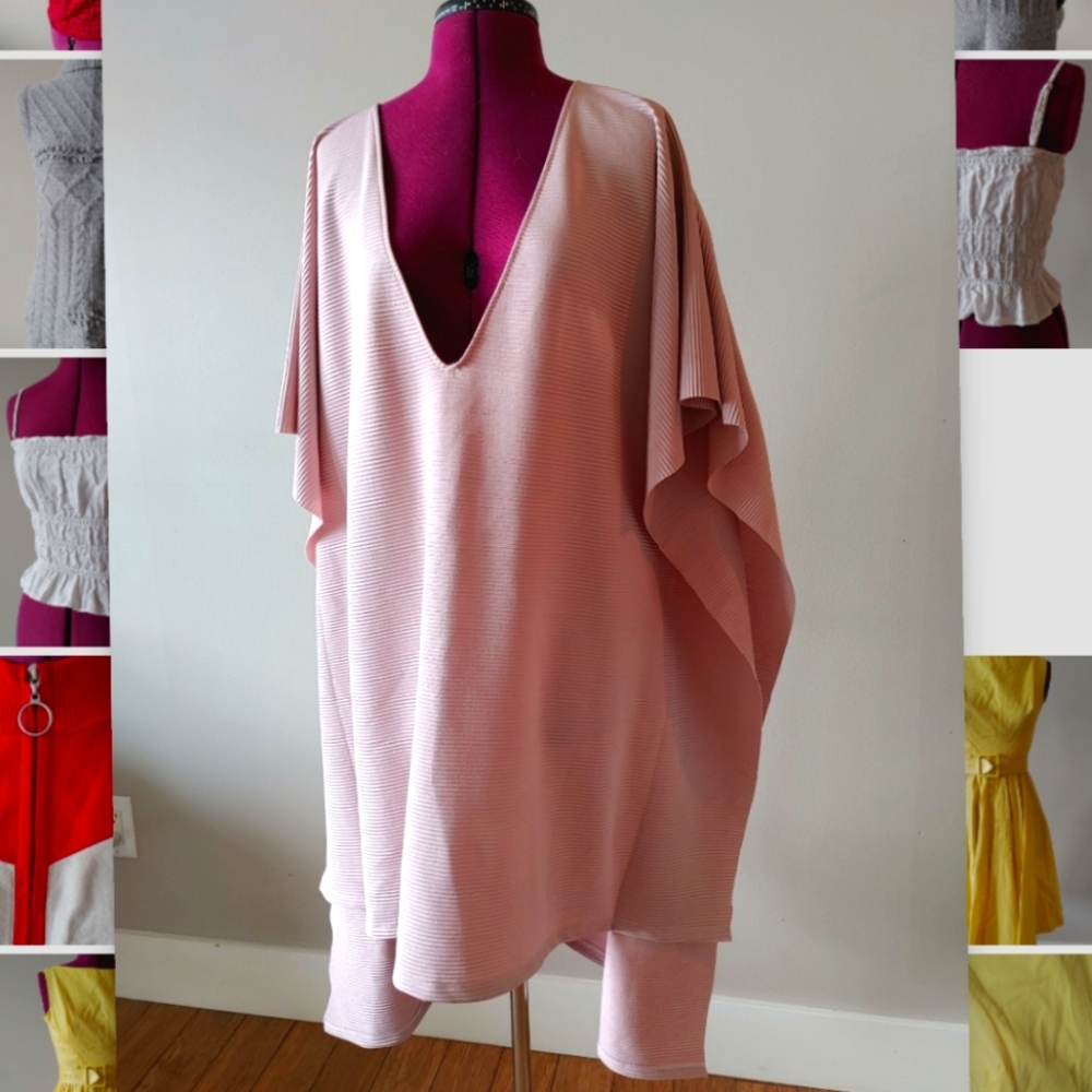 Soft pink pleated dress